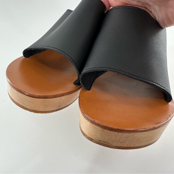 KJ Jacques womens platform sandals size 38 black leather wooden - Picture 10 of 13